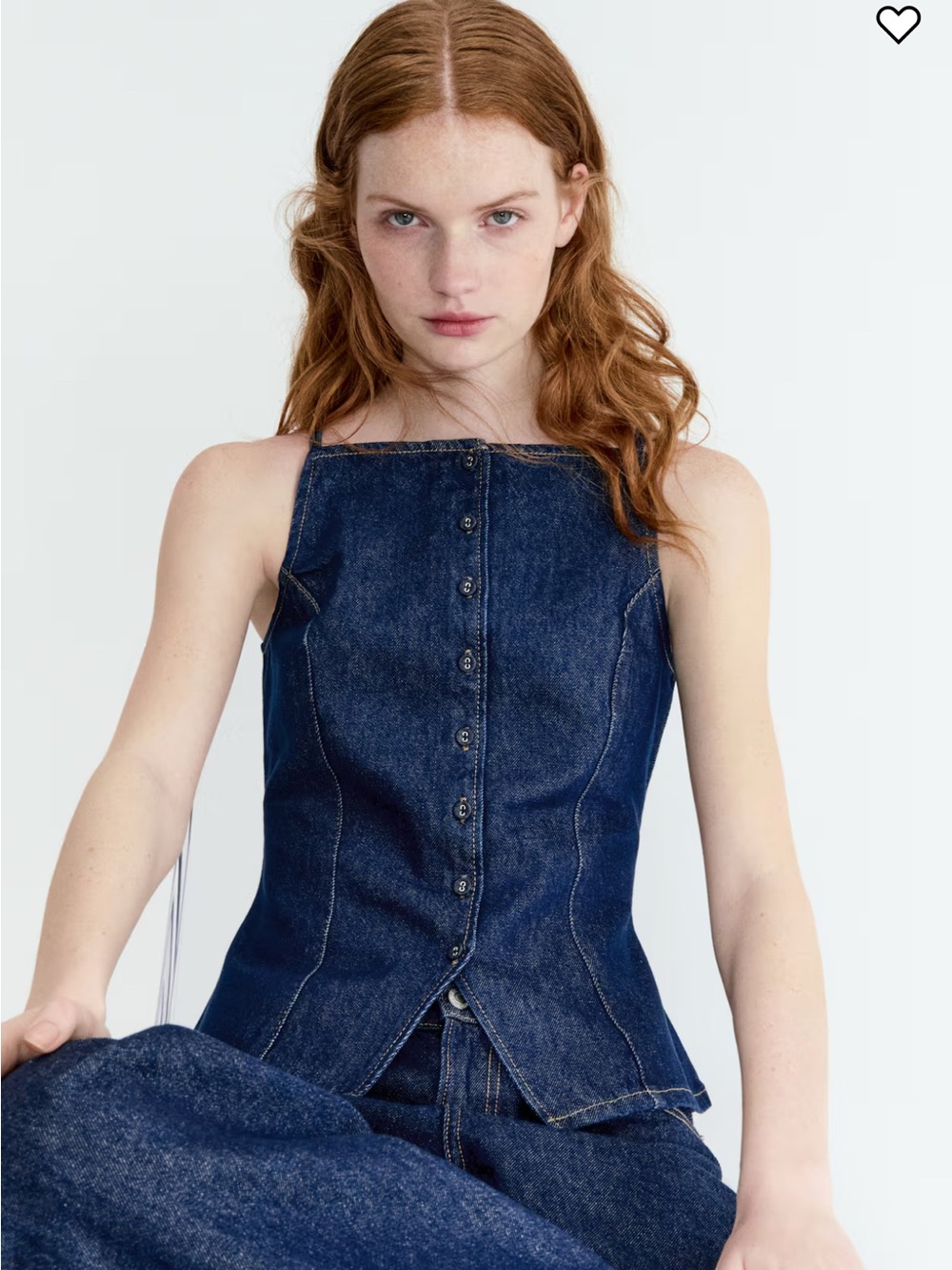 H&M Dark Blue Denim Button-Front Tank Top